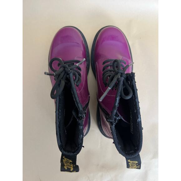 Dr. Martens Delaney Purple Patent Leather Combat Boots Youth Girls Zip Lace - Picture 6 of 12